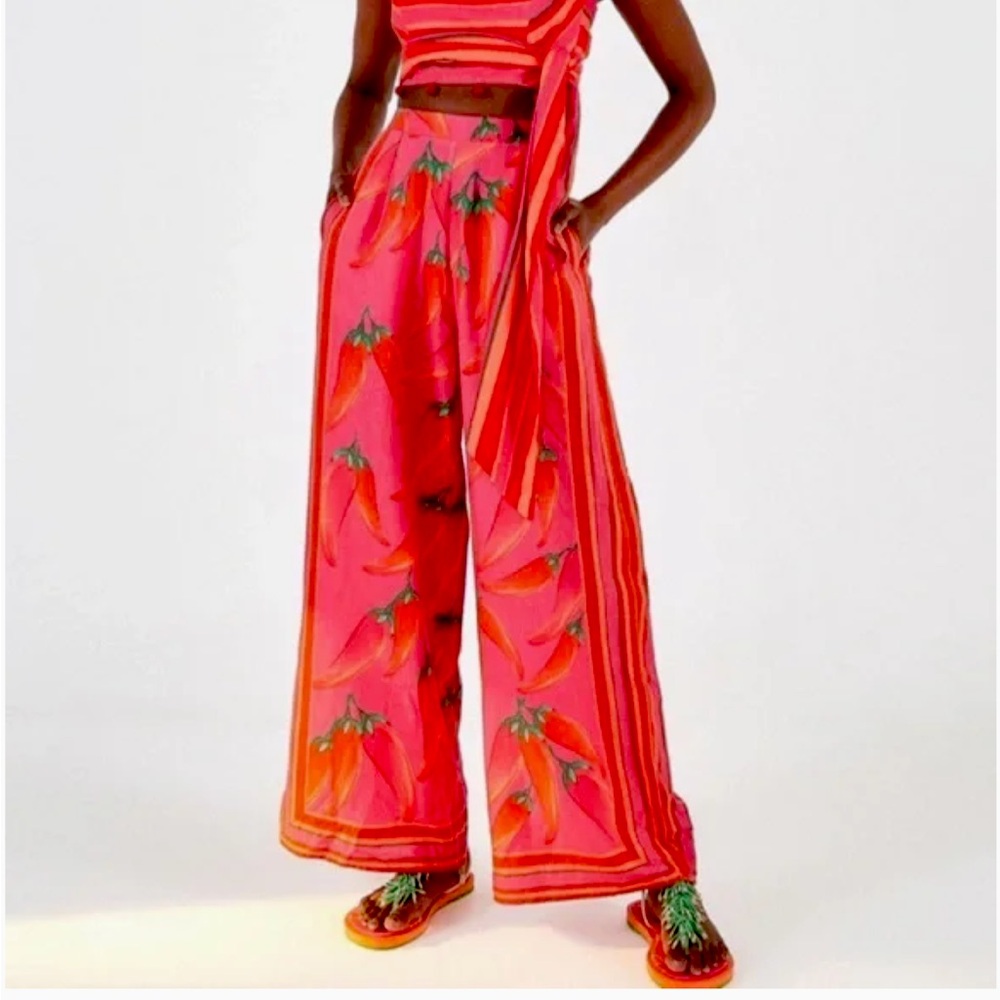 Farm Rip Red Pepper Wide Leg Pant